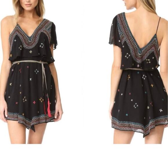 Free People These Eyes Together Dress One Shoulder Embroidery Detail Size Medium - Picture 3 of 14
